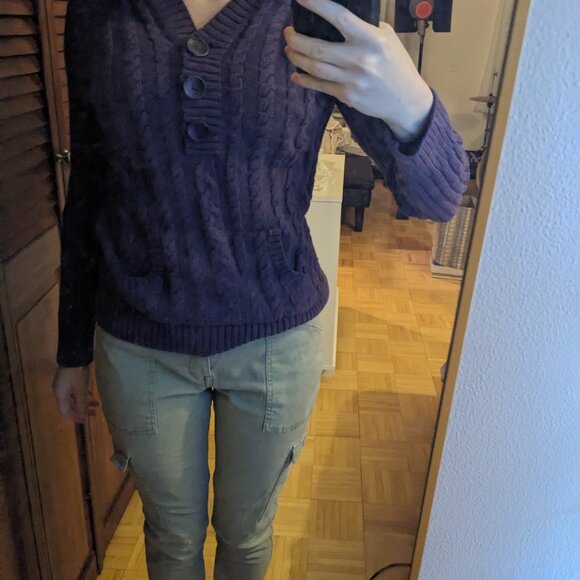 Sonoma Purple Knit Button Sweater - Picture 4 of 8